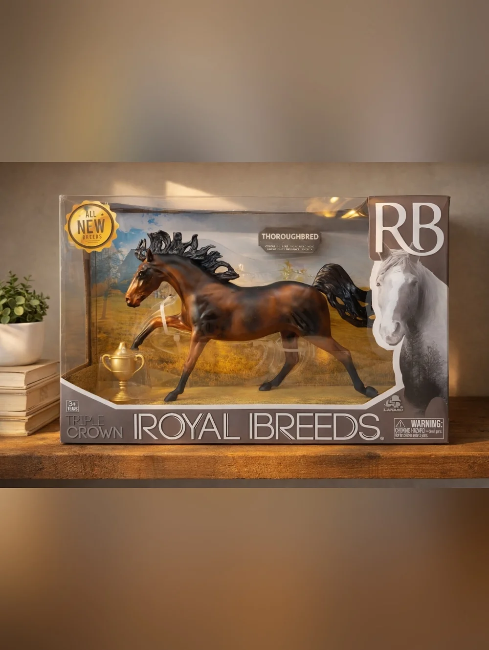 Lanard Royal Breeds Thoroughbred Horse Figure Triple Crown Trophy Set NIB